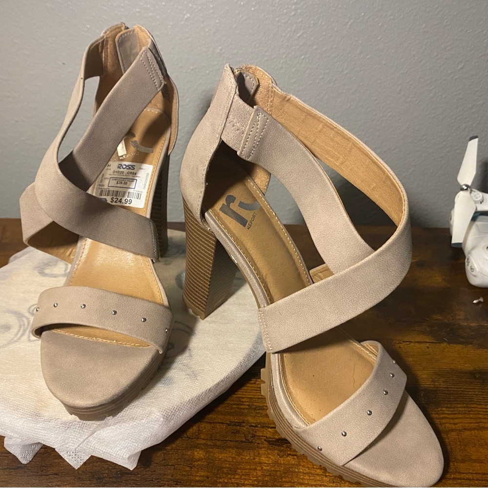 Report Collection Taupe Strappy Heels